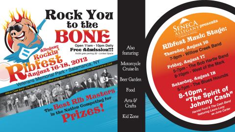 Promo slide for the August 16-18, 2012 Allegany Rockin' Ribfest