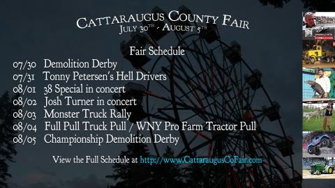Promo slide for the CattCo Fair main events schedule