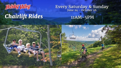 Chairlift Rides at Holiday Valley June 24th-October 26th