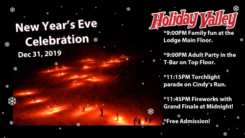 Schedule for New Years Eve at Holiday Valley 