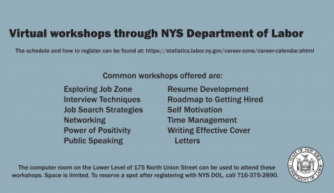 Virtaul NYS DOL workshops